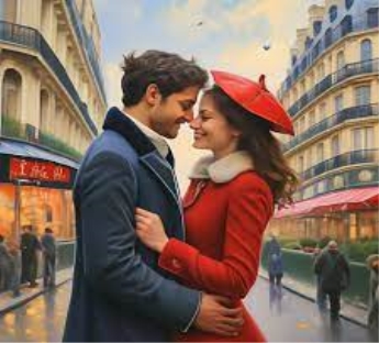 Влюблённая пара в Париже» — создано в Шедевруме